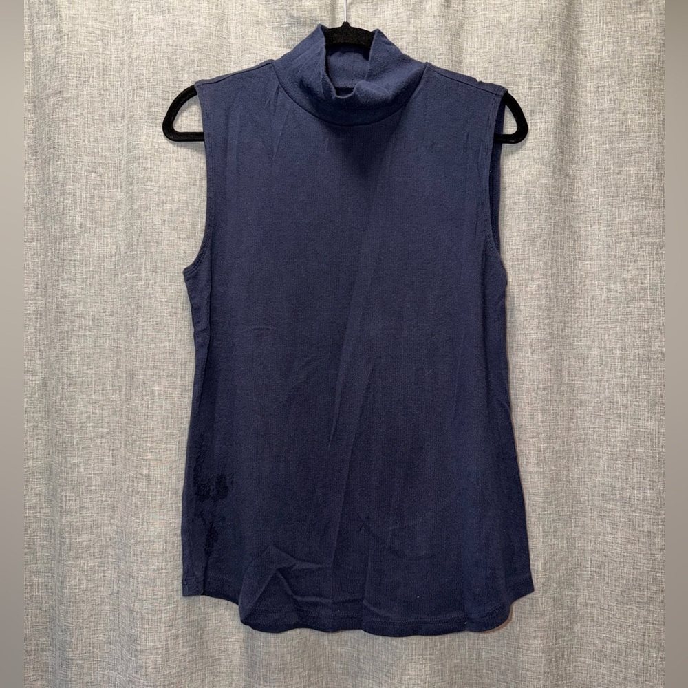 croft & barrow Navy Sleeveless Turtleneck Tank large
